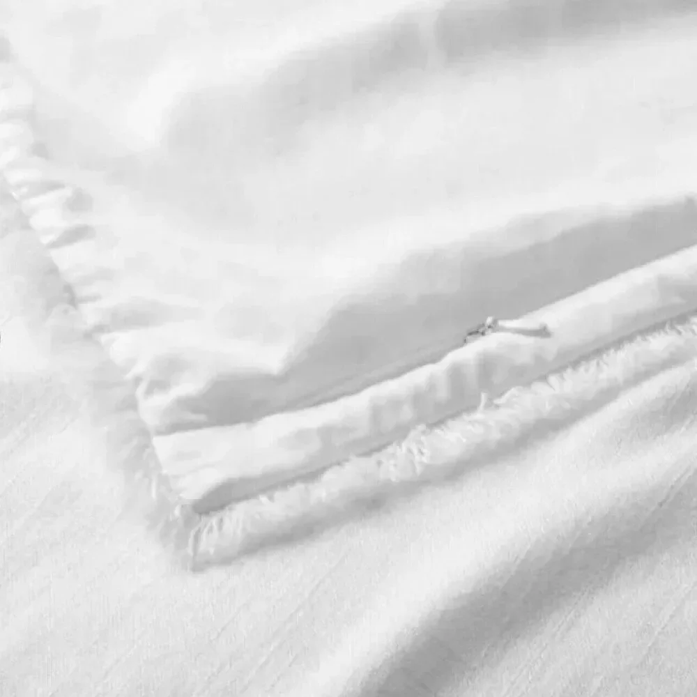 Casaluna White Linen Blend Pillow Sham Pillowcase KING Frayed Edge NEW